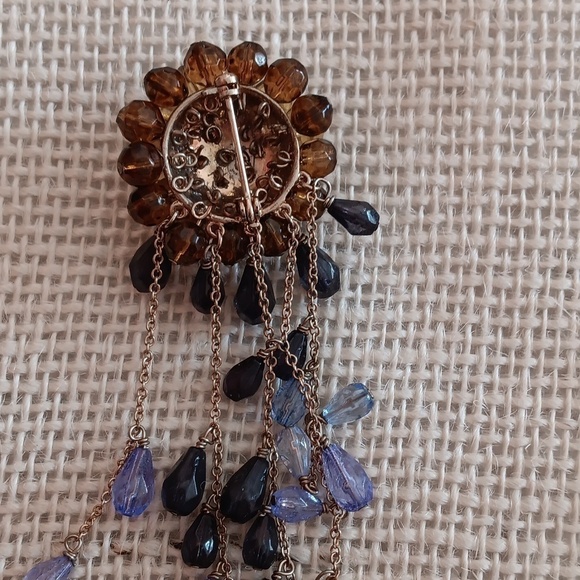 Gold Tone Vintage Grape Vine Sunburst Brooch - Picture 8 of 8